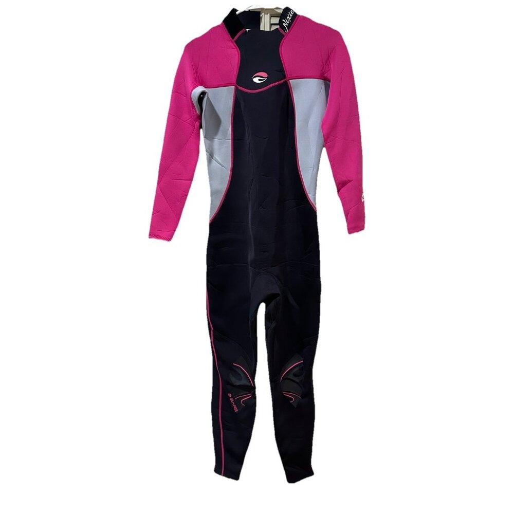 Women's Black Pink Bare 3/2mm Nixie Full Wetsuit Sz 10 Scuba Surf Swim